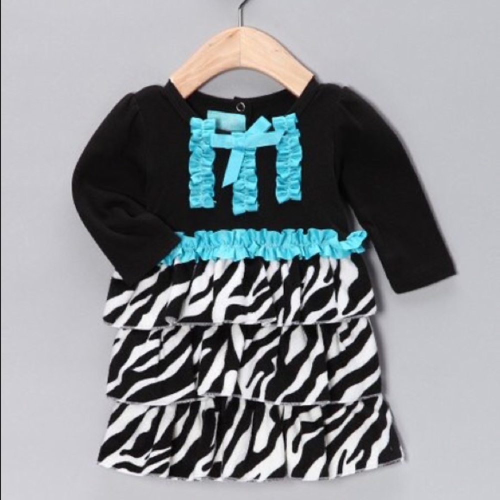 Mud Pie Turquoise Zebra Ruffled Dress